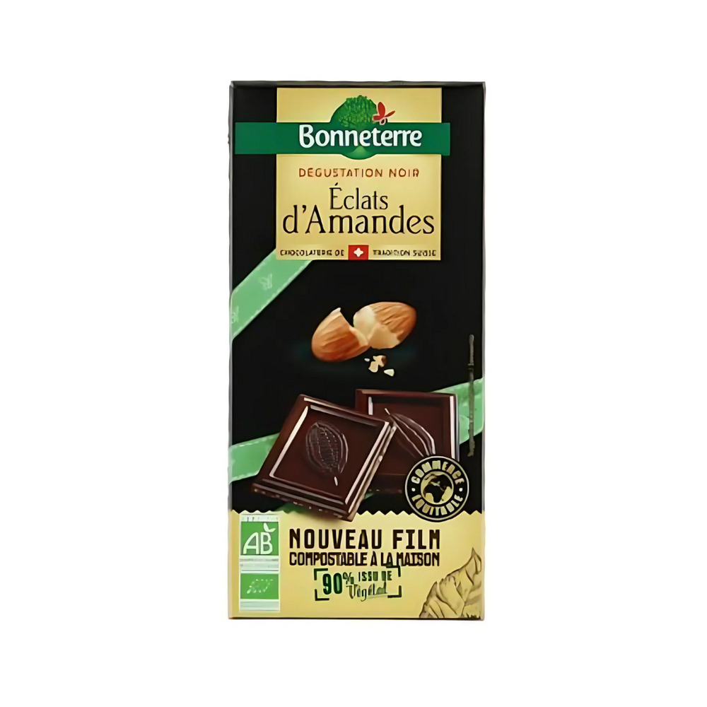 Tablette de chocolat noir aux éclats d'amandes - 90g