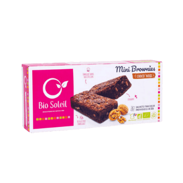 Bio Soleil - 5 Mini Brownies aux pépites de chocolat et noix bio - 160g