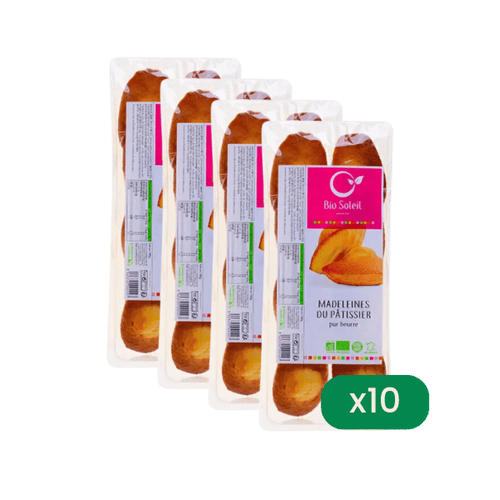 Bio Soleil - Lot de 10 paquets de madeleines pur beurre bio - 10 x 180g