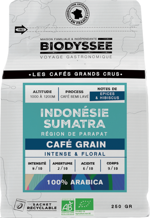 Biodyssée - Café grain grand cru Indonésie bio - 250g - 3760308961584