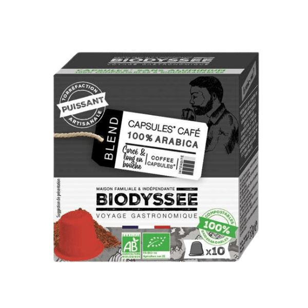Biodyssée - Capsules compatibles Nespresso Cafe forte Italien 100% Arabica bio - 10x5.3g