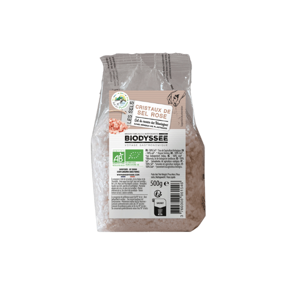 Biodyssée - Cristaux de sel rose des Pyrénées bio - 500g