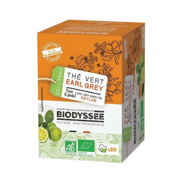 Biodyssée - Infusettes thé vert earl grey de ceylan - 20x2g