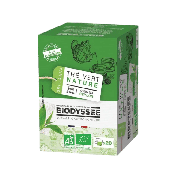Biodyssée - Infusettes thé vert nature de Ceylan bio - 20x2g