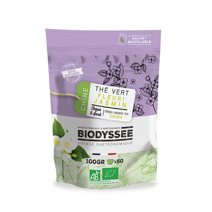 Biodyssée - Thé vert fleuri jasmin de chine bio - 100g