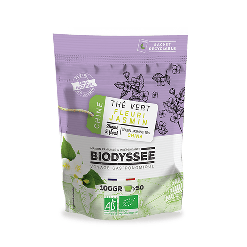 Biodyssée - Thé vert fleuri jasmin de chine bio - 100g