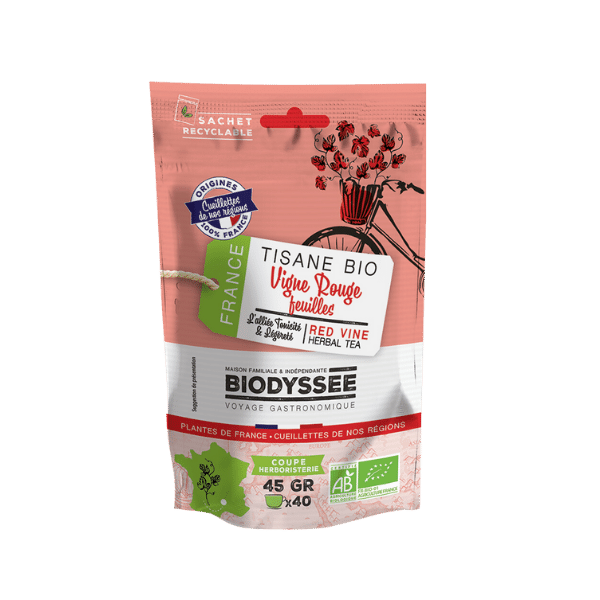Biodyssée - Tisane feuilles de vigne rouge bio - 45g