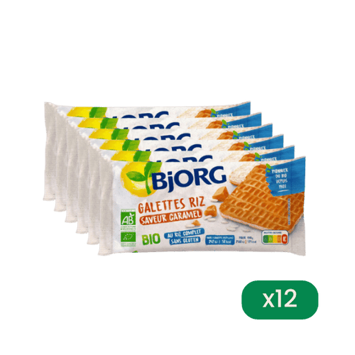 Bjorg - Lot de 12 Galettes de riz saveur caramel bio - 90g - 12x90g