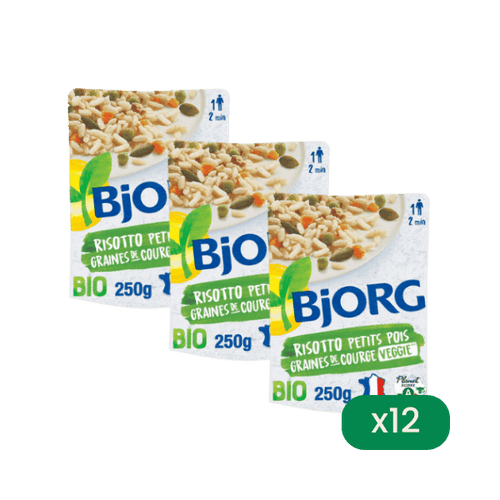 Bjorg - Lot de 12 risottos aux petits pois et graines de courges bio - 12x250g