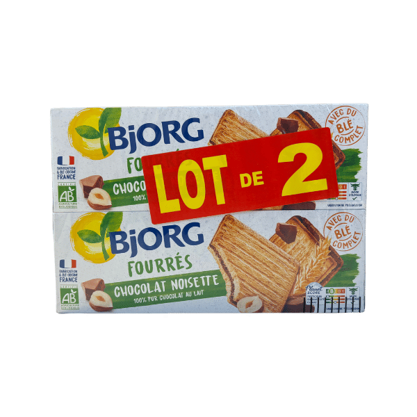 Bjorg - Lot de 2 fourrés chocolat noisettes bio - 2x225g