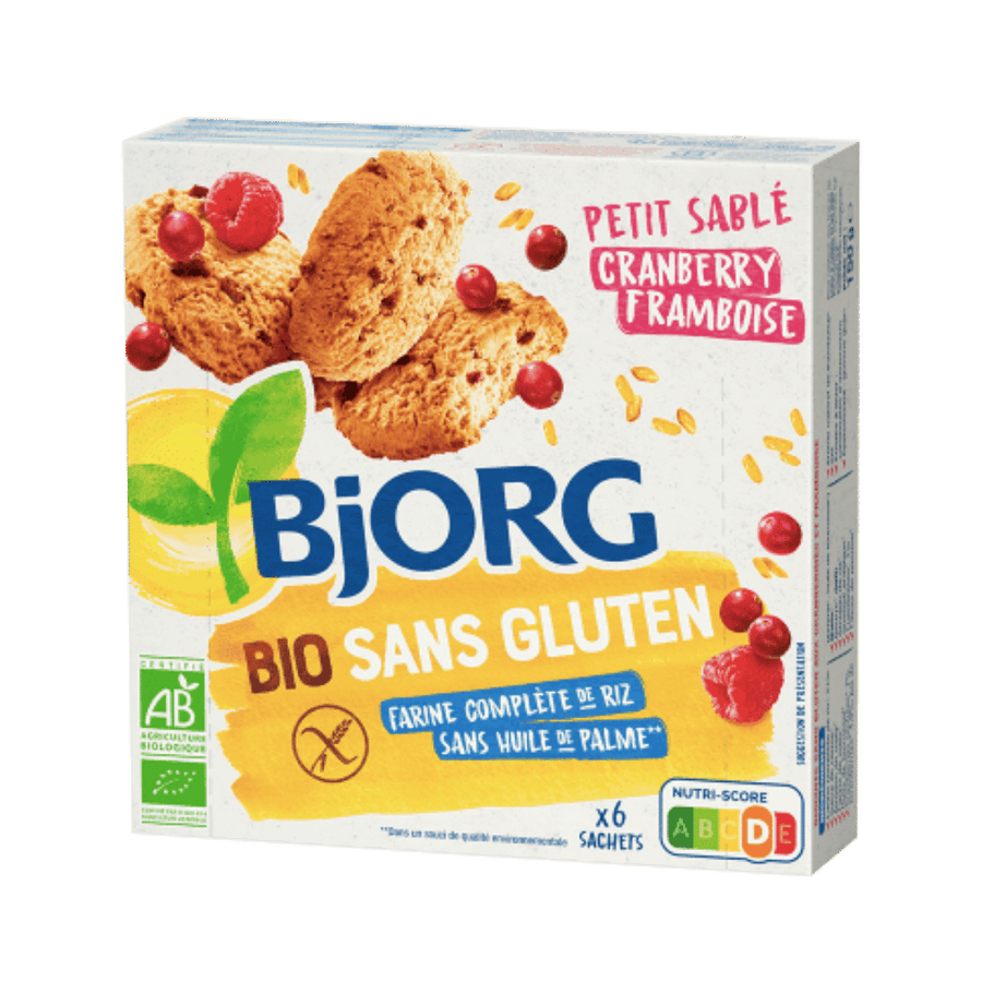 Bjorg - Petits sablés framboise cranberry sans gluten bio - 150g