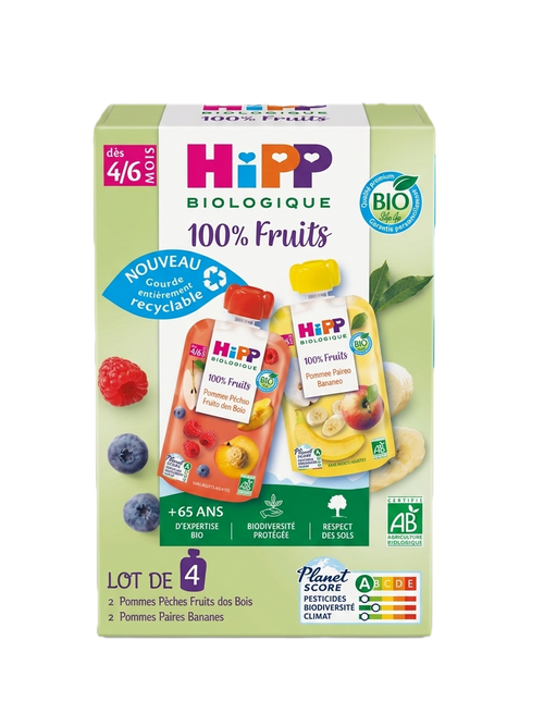 Compotes de pomme aux fruits bio - 4x90g