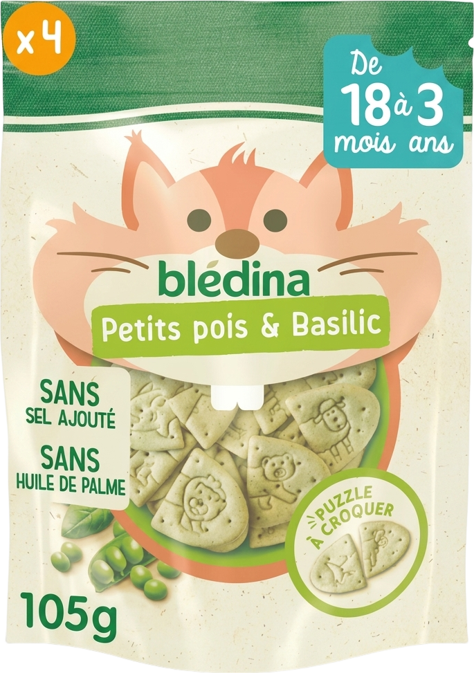 Crackers petits pois et basilic - 105g