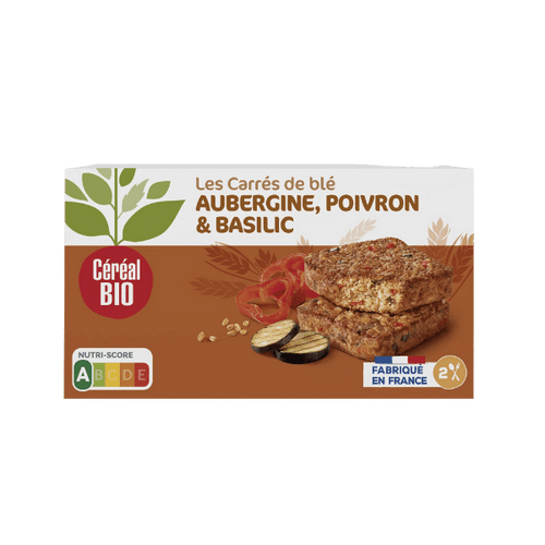 Céréal Bio - Tendres carrés aubergine, poivron et basilic bio - 2x100g