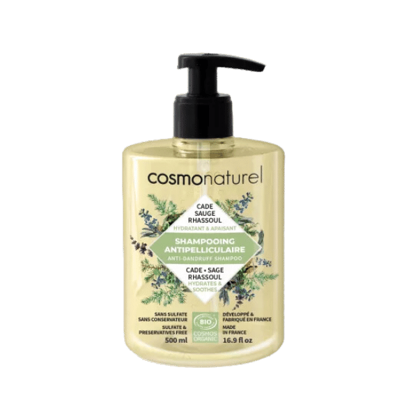 Cosmo Naturel - Shampoing antipelliculaire cade, sauge et rhassoul bio - 500ml