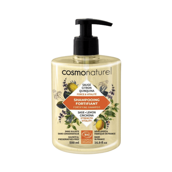 Cosmo Naturel - Shampoing fortifiant quinquina, sauge et citron bio - 500ml
