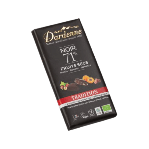 Dardenne - Chocolat noir 71% aux fruits secs bio - 180g