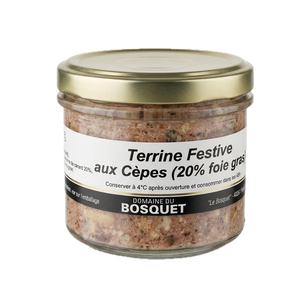 Domaine du Bosquet - Terrine festive aux cèpes (20% Foie Gras) - 90g - 3700744303203