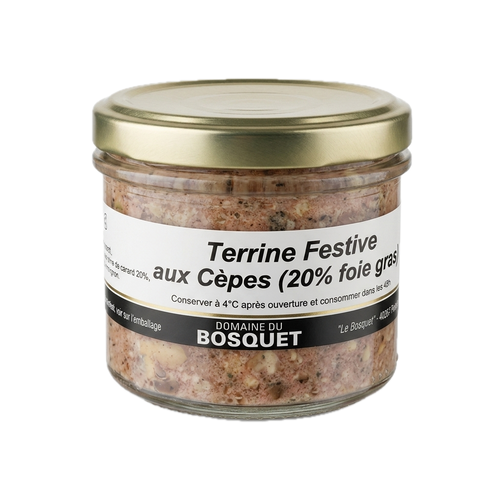 Domaine du Bosquet - Terrine festive aux cèpes (20% Foie Gras) - 90g - 3700744303203
