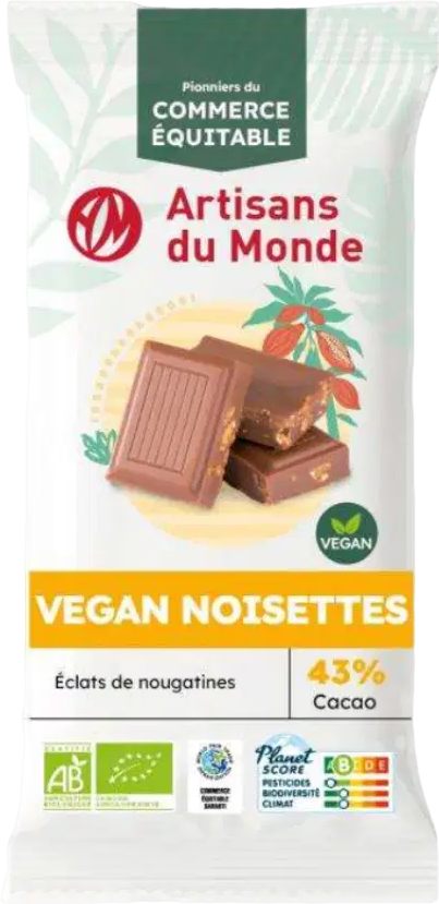 Tablette de chocolat noisettes bio - 100g