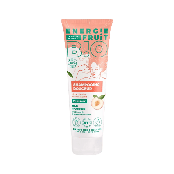 Énergie Fruit - Shampooing pour cheveux fins et délicats à la pêche blanche et à l'eau de riz - 250ml