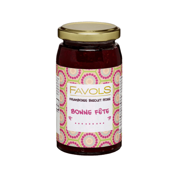 Favols - Confiture Bonne Fête à la framboise et biscuit rose de Reims - 260g