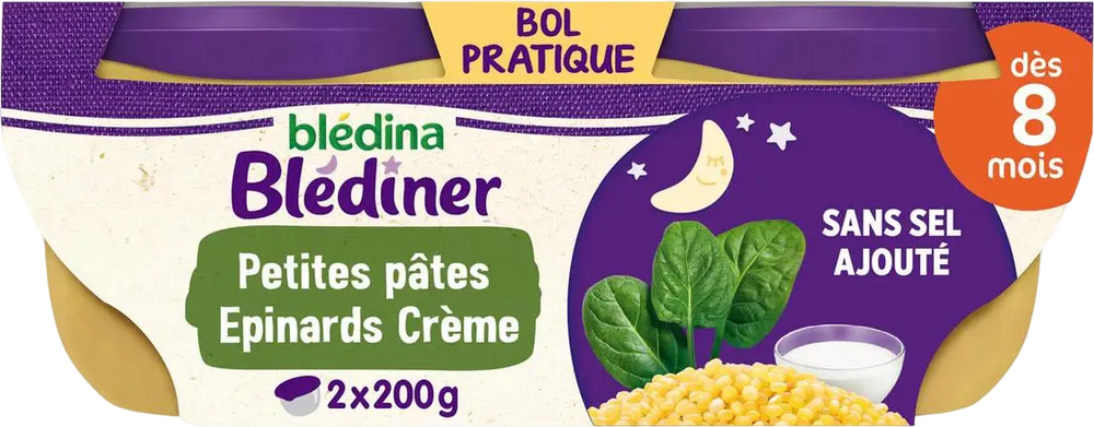 Plat de petites pâtes aux épinards et touche de crème - 2x200g