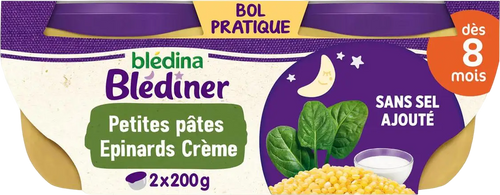 Plat de petites pâtes aux épinards et touche de crème - 2x200g