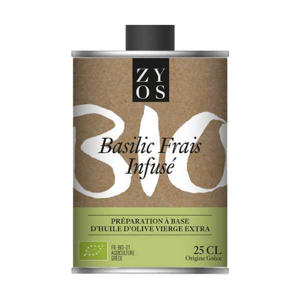 Huile d'olive infusée au basilic bio - 250ml - Zyos