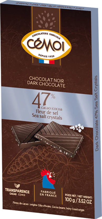 Tablette de chocolat fleur de sel 47% de cacao - 100g