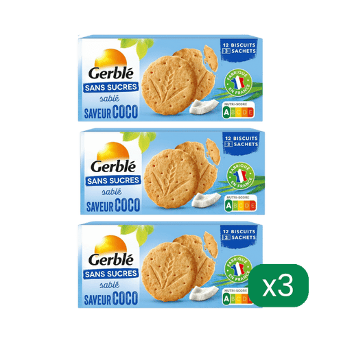 Gerblé - Lot de 3 sablés saveur coco - 3x132g