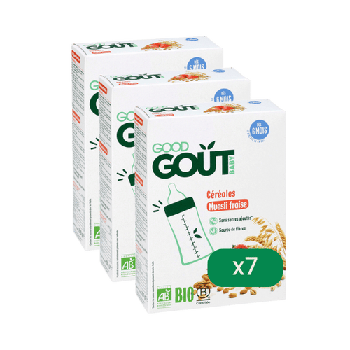 Good Goût - Lot de 7 sachets de céréales muesli fraise bio - 7 x 200g