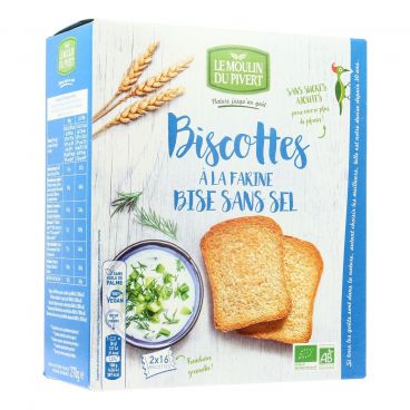 Biscottes sans sel à l'huile d'olive bio - 270g