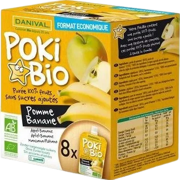 Compote pomme banane en gourde bio - 8 x 90g