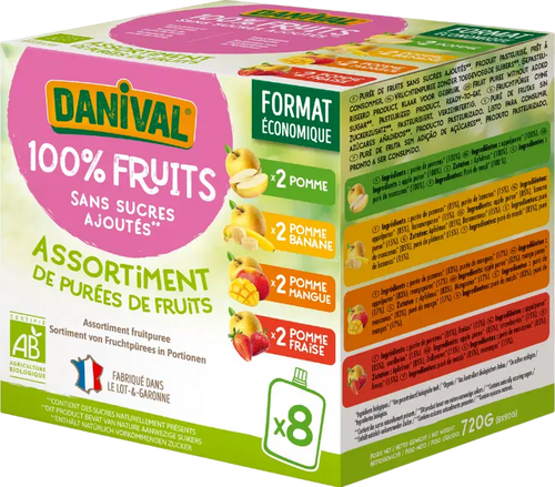Assortiment de purées de fruits - 8x90g
