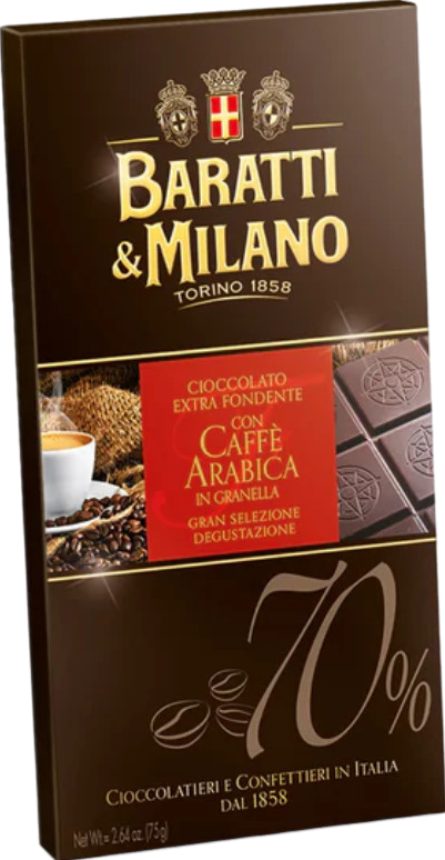 Chocolat extra noir 70% aux grains de café arabica - 75g