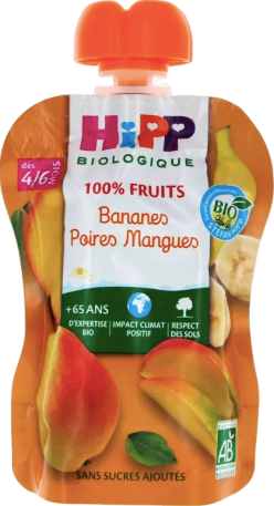 Gourde bananes poires mangues bio - 90g