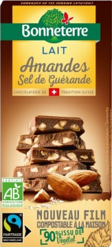 Tablette Chocolat Lait Amandes Sel de Guérande Bio - 100g