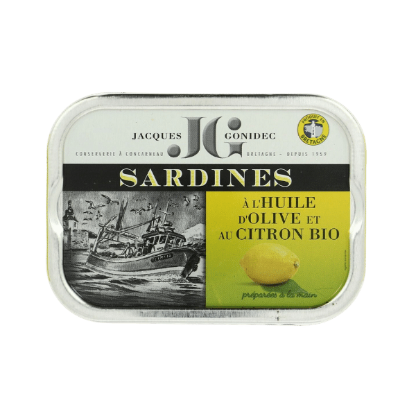 Jacques Gonidec - Sardines au citron à l'huile d'olive bio - 115g
