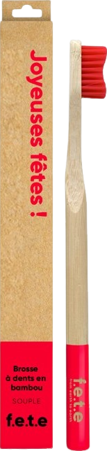 Brosse à dents en bambou souple rouge