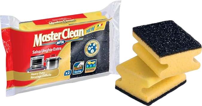 Lot de 2  éponges masterclean cellulose végétale avec fibre abrasive