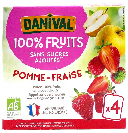Compote pomme fraise bio - 4x90g