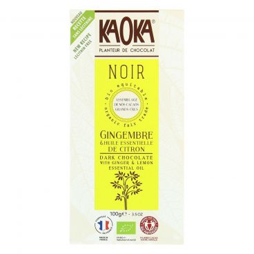 Kaoka - Chocolat noir 58% de cacao - citron gingembre bio - 100g