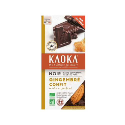 Kaoka - Chocolat noir 66% au gingembre confit bio - 180g