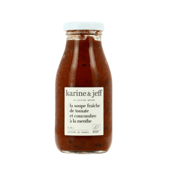 Karine & Jeff - Soupe fraîche de tomate et concombre à la menthe bio - 250ml