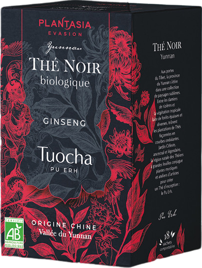 Thé noir fermenté Tuocha Ginseng bio x18 unités