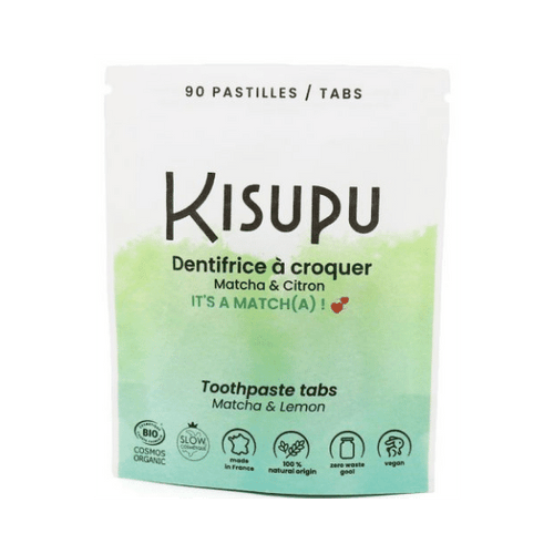 Kisupu - Dentifrice à croquer à la menthe; matcha "It's a Match(a)!" - 90 pastilles