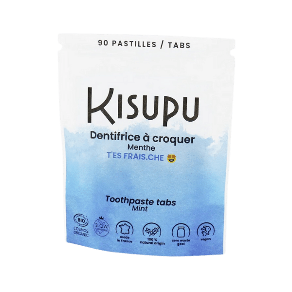Kisupu - Dentifrice à croquer à la menthe T'es frais.che - 90 pièces