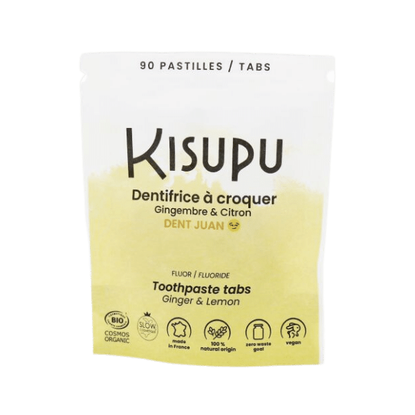 Kisupu - Dentifrice à croquer au gingembre Dent Jan - 90 pastilles
