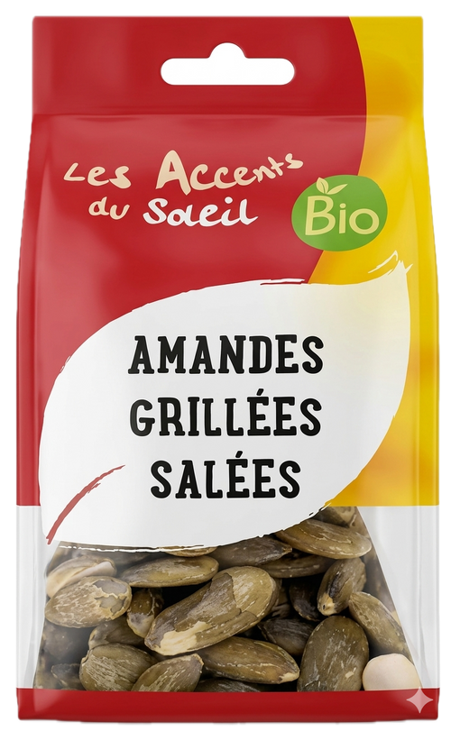 Les accents du soleil - Amandes grillées salées bio - 125g - 3760149995748